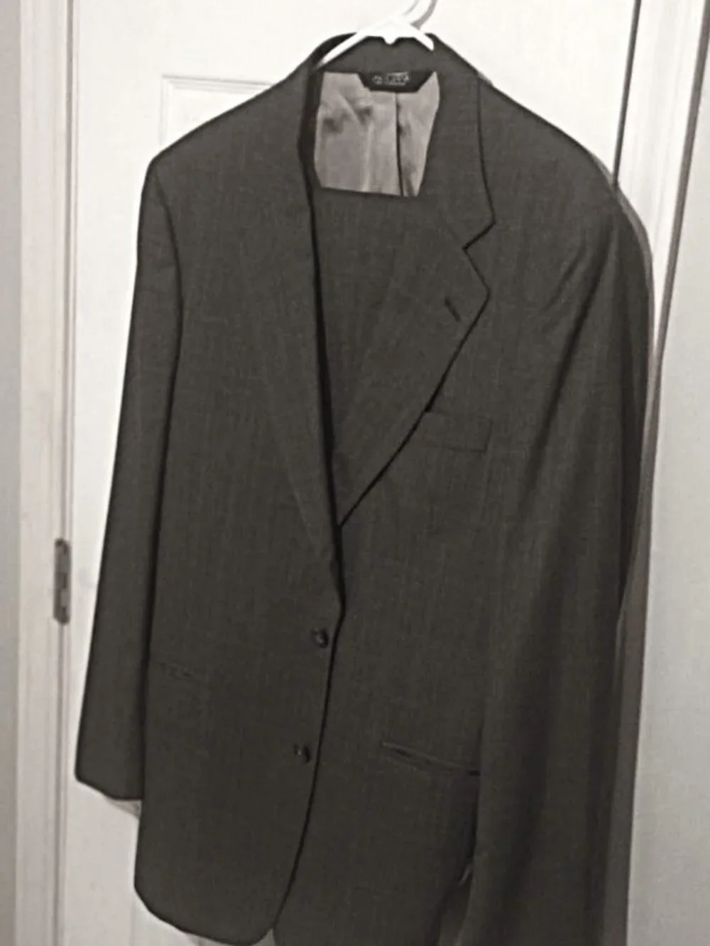 Joseph A. Bank Men Grayish Brown Plaid Glen 2 Piece Suit 42L